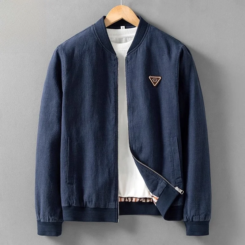 

New Chinese Sle Retro Stand Collar Linen Jaet Men's Loose Large Size Cotton Linen Spring Autumn Wear Faion Urban Outfit