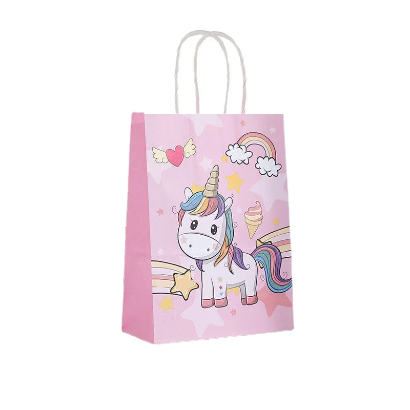 12/24/48pcs Kraft Paper Packaging Bag Cartoon Unicorn Gift Bags Baby Shower Children Birthday Shopping Handbags Party Supplies