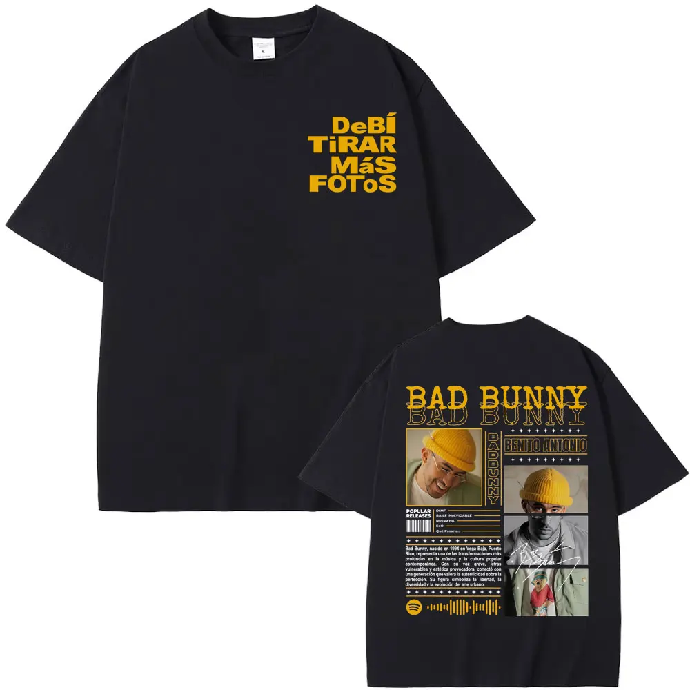 Rapper Bad Bunny Album Cover T-Shirts Debi Tirar Mas Fotos DTMF Tour T-Shirts Herrenbekleidung Mode High Street Hip Hop T-Shirt