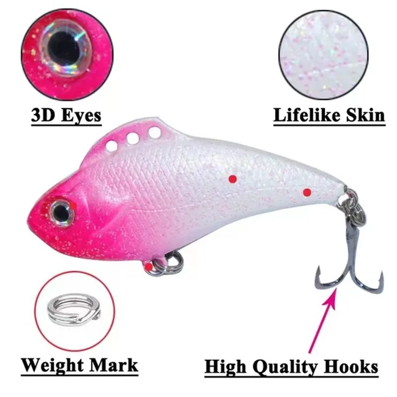 1Pcs Sinking VIB Fishing Lures 4cm 4g Artificial Plastic Bait 5 Colors Available Bass Crankbait Wobblers Fishing Tackle Pesca