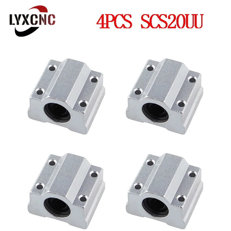 

1/2/4 Pcs SC20UU SCS20UU 20mm 0.79" Linear Ball Bearing Slide Unit Bushing Linear Bearing Block For DIY CNC Router Linear Slide