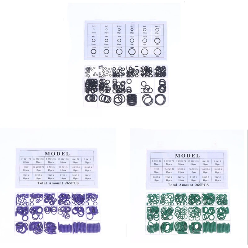 

225/265 шт., комплект уплотнительных колец из нитриловой резины, уплотнительная прокладка, набор эластичных лент, устойчивый к высоким давлению, ремонтный ассортимент уплотнений