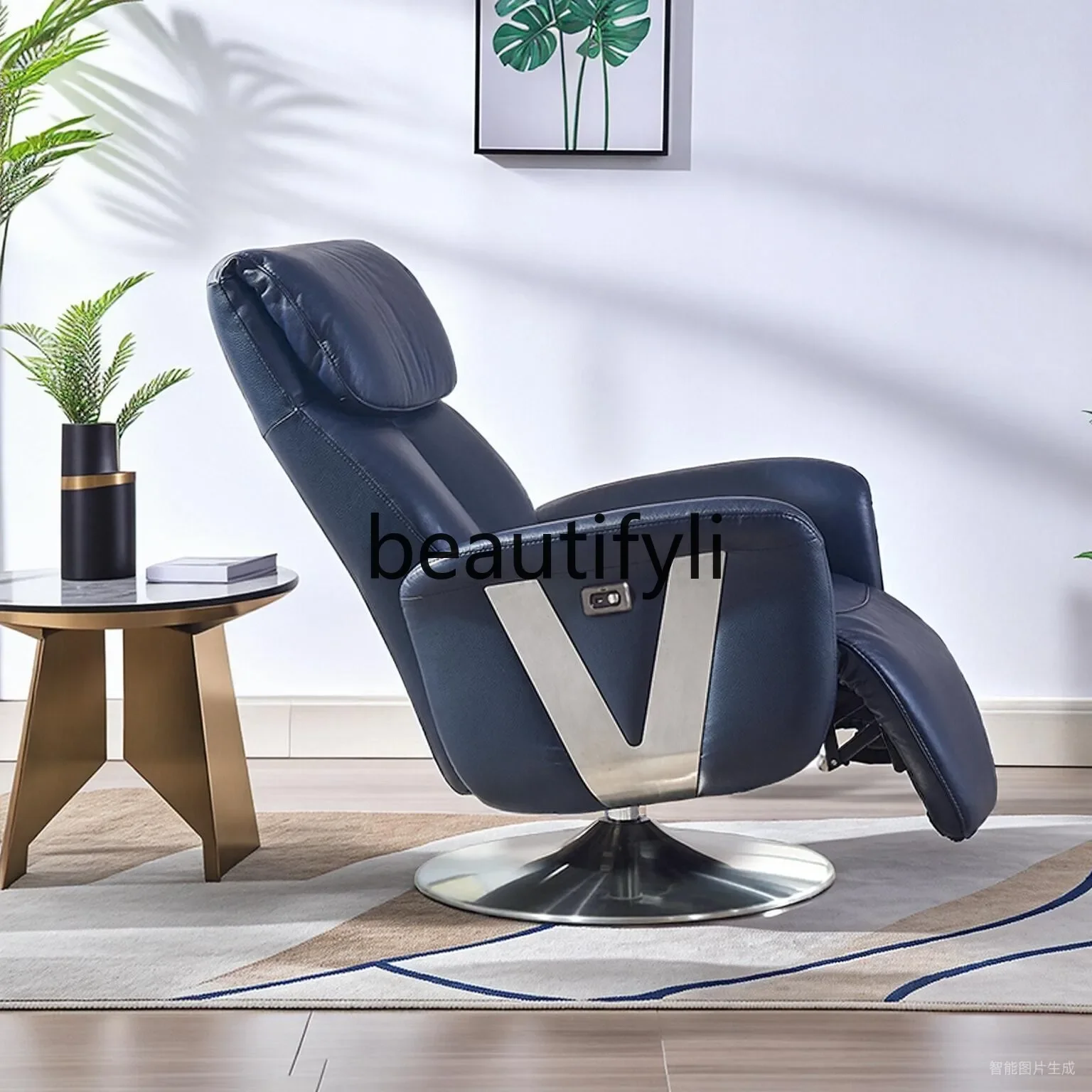 

Modern simple electric living room study single sofa rotating recliner light luxury modern