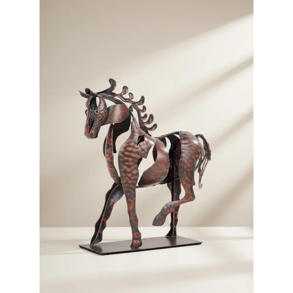 

Металлическая статуя лошади в деревенском стиле, домашний декор ручной работы, скульптура в западном стиле, офисный подарок для женщин и мужчин