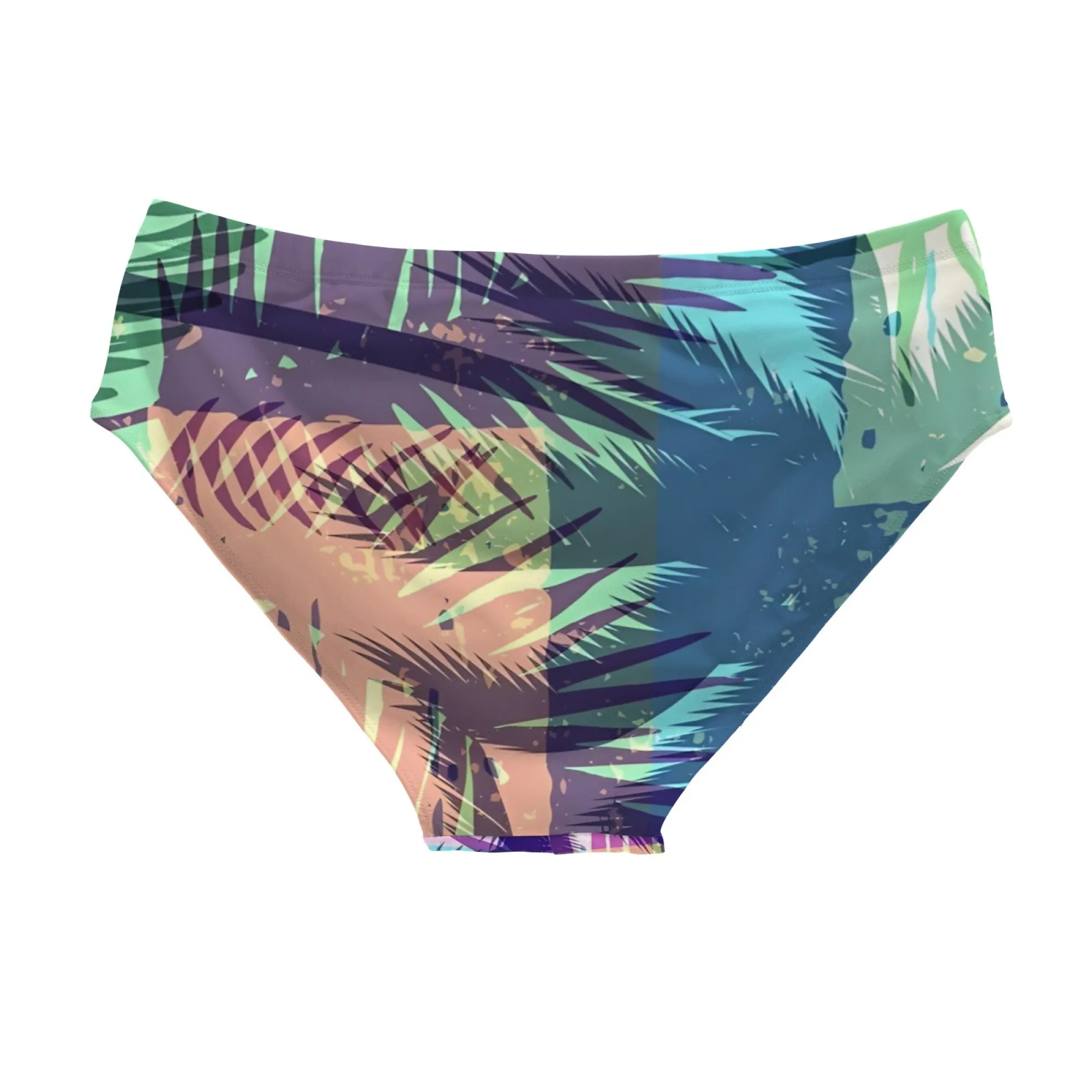 Retro Vacation Style Tropical Jungle Print Men's Swimming Trunks Happy Surfing Beach Vacation Shorts Soft Comfortable Swimsuit