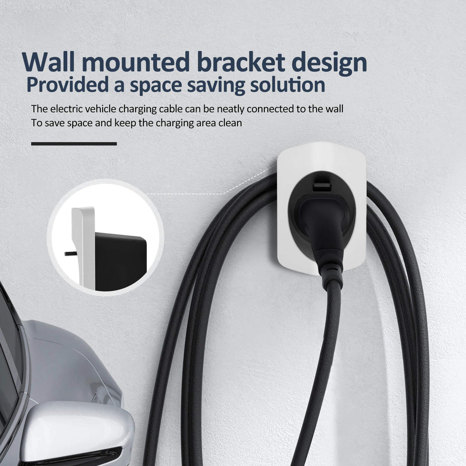 نوع 2 جدار جبل كابل شحن حامل حائط مقاوم للماء جدار صندوق كابل حامل نوع 2 التوصيل حامل قفص الاتهام لشاحن EV