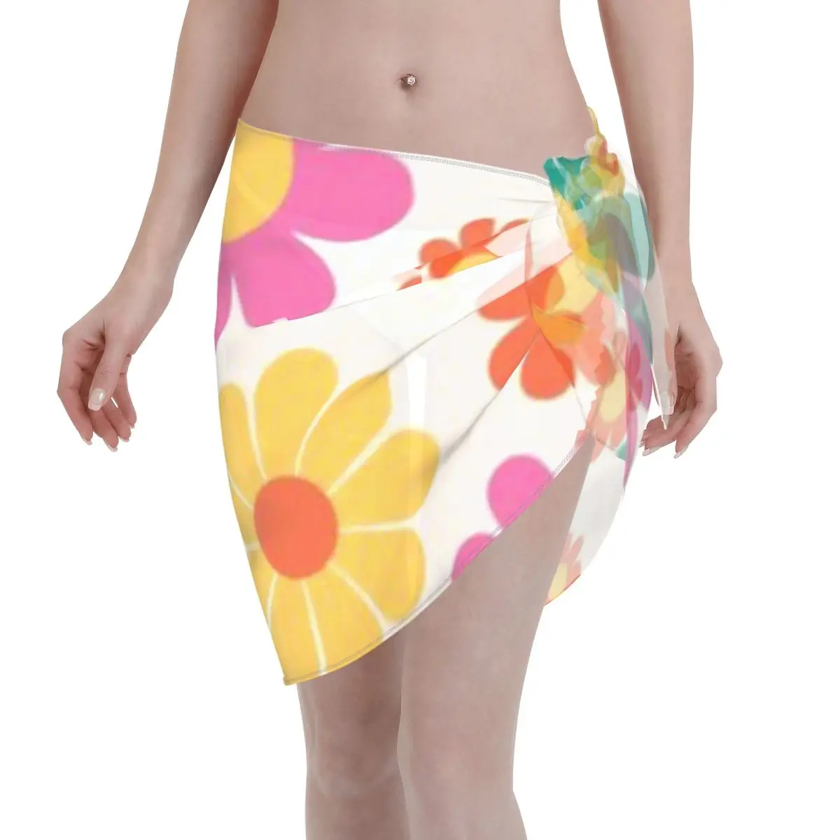 

Promotion Retro Joyful Daisy Bold 70s Floral Women's Beach Wrap SkirtOutdoor Wellness Retreat Pool Cover Up