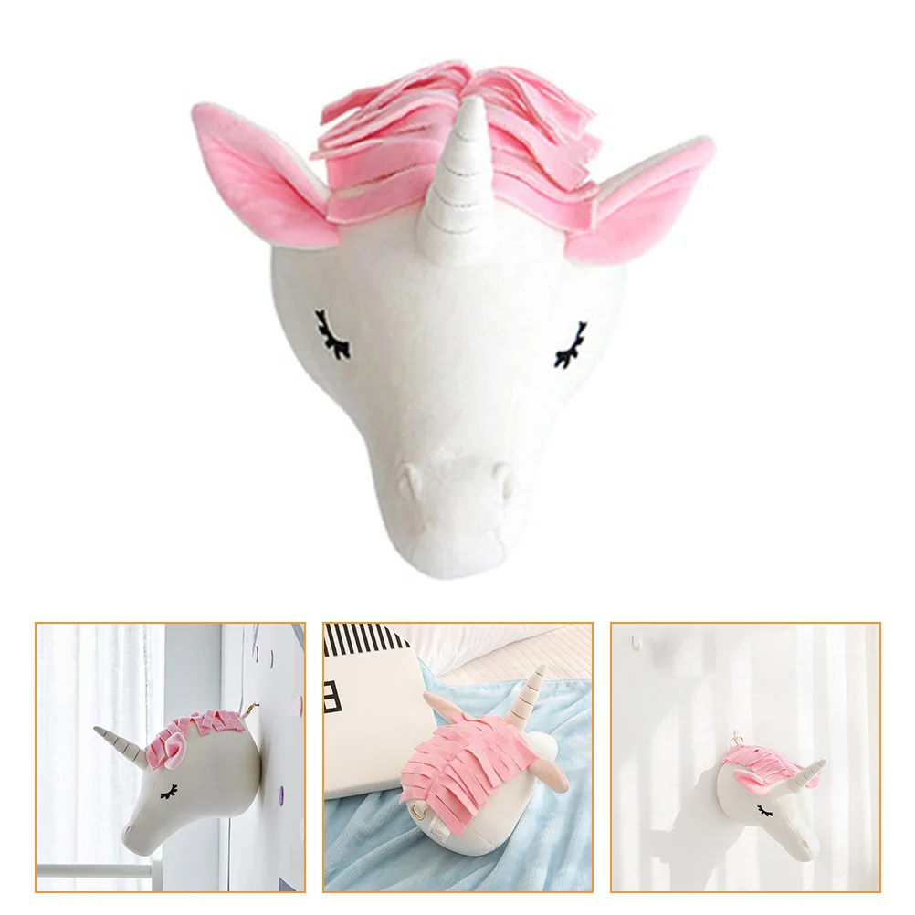 Unicorn Wall Hanging Pendant for Kid Room Decor Bedroom Cartoon Household Baby Girl Lovely Decoration Crystal Velvet PP Cotton