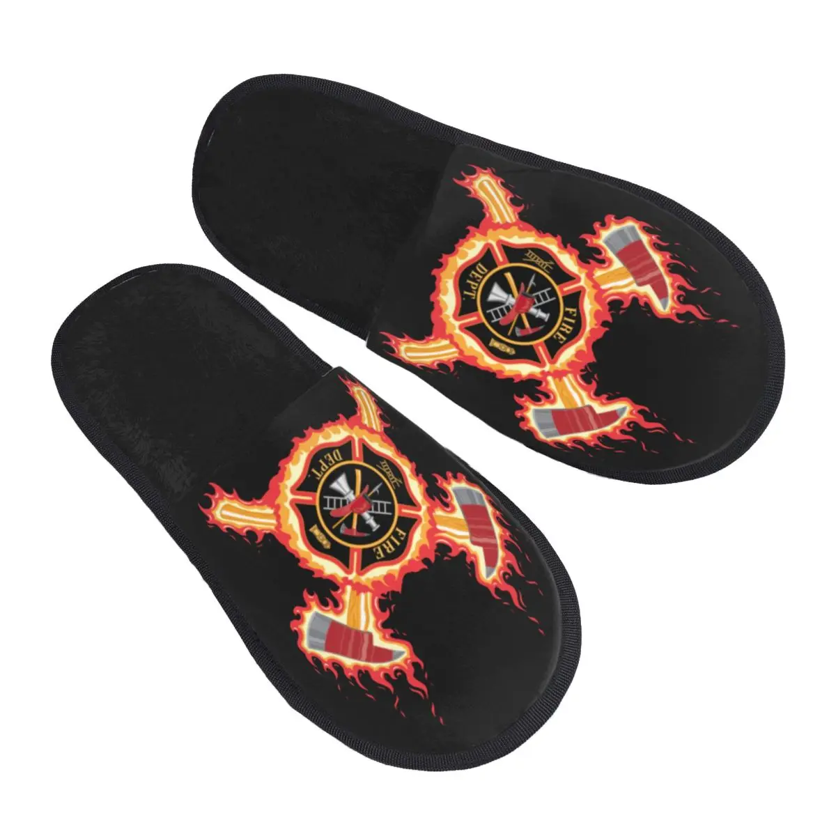 

Custom Firefighter Cross Memory Foam Slippers Women Soft Warm Fire Rescue Fireman House Slippers