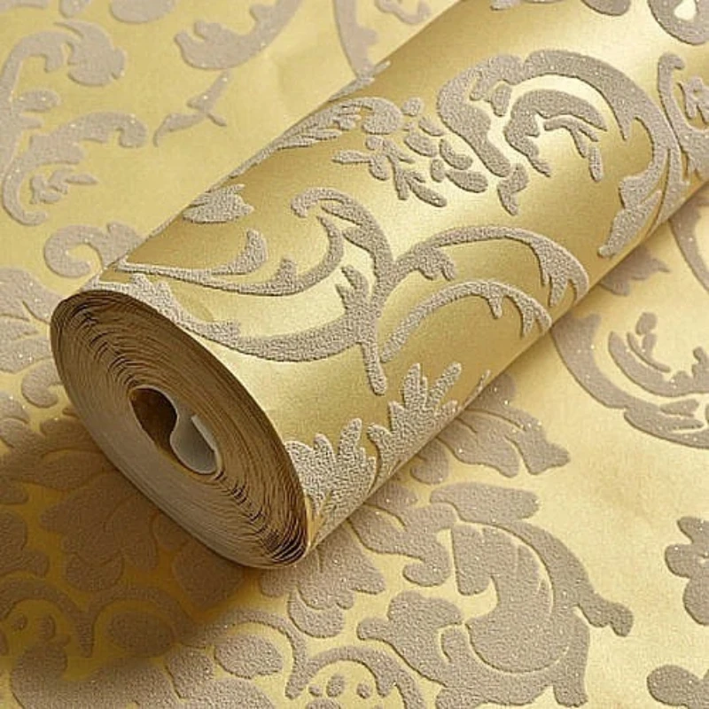 European-style non-woven wallpaper, 3D luxurious 3D country-style bedroom living room wallpaper, 10m thickened