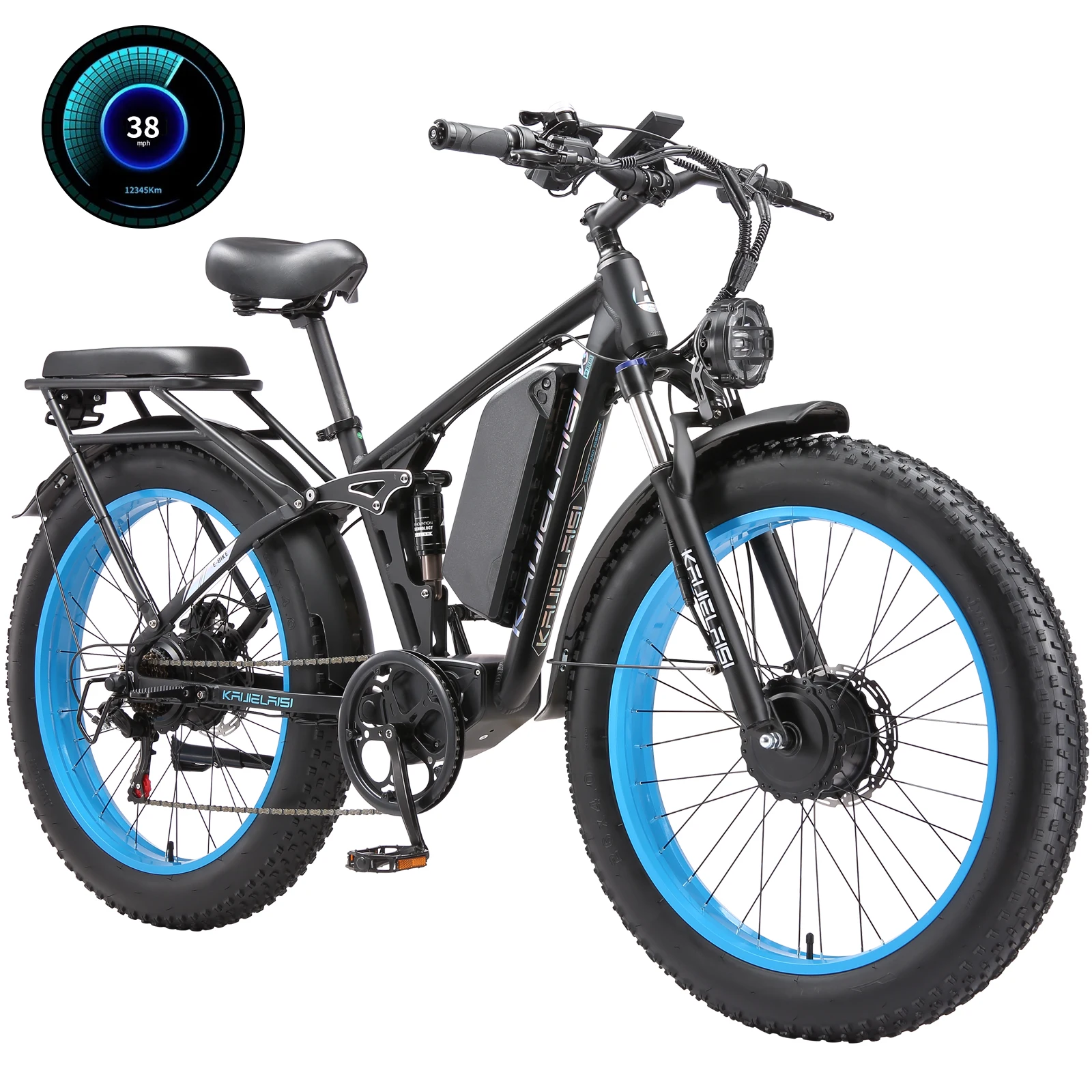 AliExpress NONE KETELES V3 PRO 26"×4" Fat Tire Electric Bike for Adults, Front & Rear Dual Motor Peak 4000W E-bike, 52V 32AH Battery, Triple Shock Absorber, Hydraulic Disc Brakes, 7-Speed, All Terrain E-bike for Snow