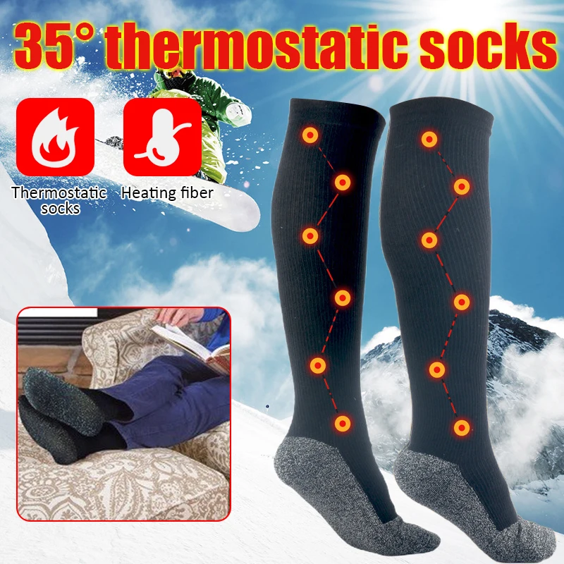

1Pair Winter Self-Heating Socks Thermal Heated Socks Soft Elastic Thicken Anti-Slip Socks For Women Men Outdoor Ski Tube Socks