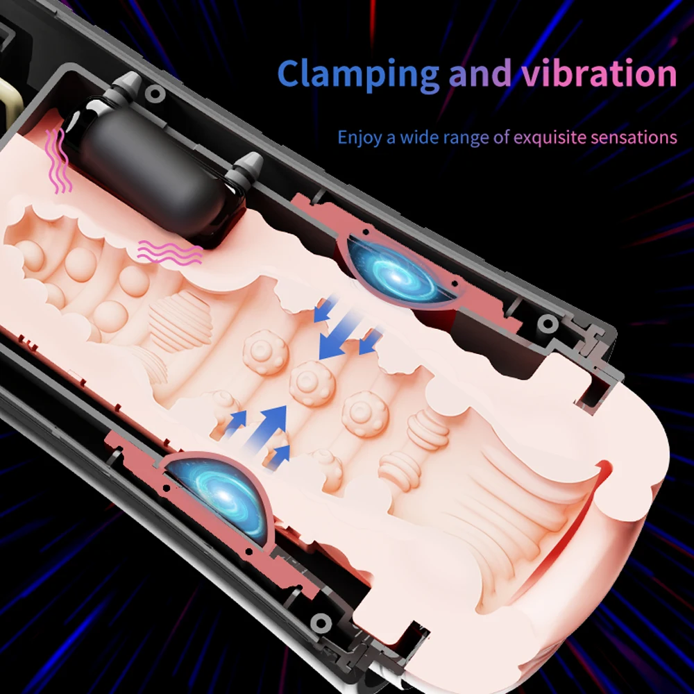 Real Vagina Contractions Simulate Vibration Masturbator Pussy Pocket Male Masturbation Cup Men Sex Toys Hands Free Sexmachine