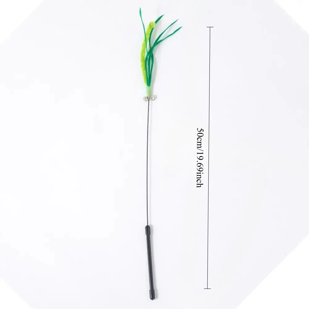 Cat Tail Grass Wand Teaser Toy Long Lasting Steel Wire Feather Interactive Wand For Cats Daily Entertainment Pet Playing