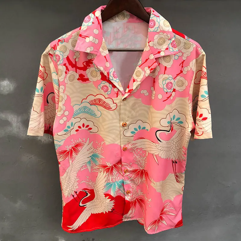 2023 Hawaiian Shirts Summer Shirt Men  Streetwear Animal Flower Plant Print Beach Shirt Hip Hop  Casual Tropical Holiday Tops