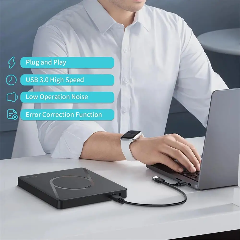 PHIXERO ภายนอก Blu-Ray Burner ไดรฟ์ USB3.0ภายนอก Blu Ray DVD 3D Slim ไดรฟ์ Blu-Ray Writer Reader CD/DVD สำหรับ Window