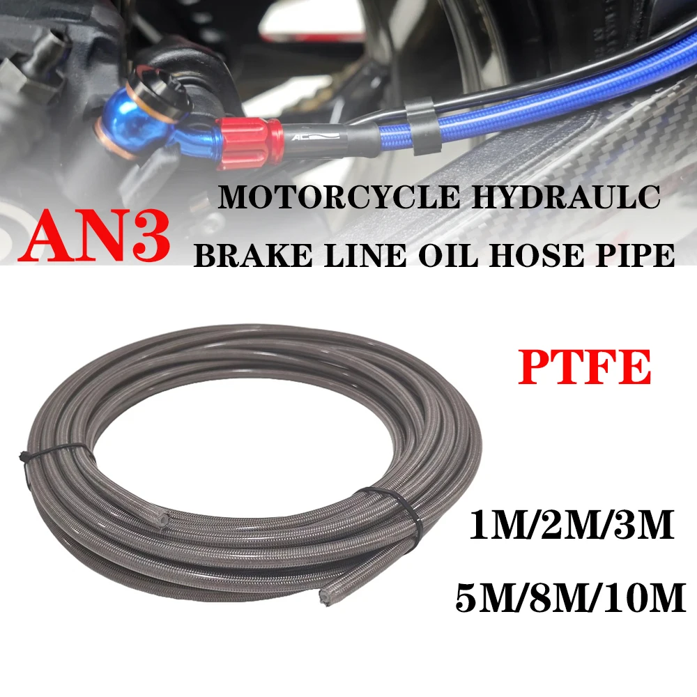 

AN3 PTFE Silver Universal Motorcycle Brake Line Motorcycle Dirt Bike Braided Steel Hydraulic Reinforce Clutch Oil Hose