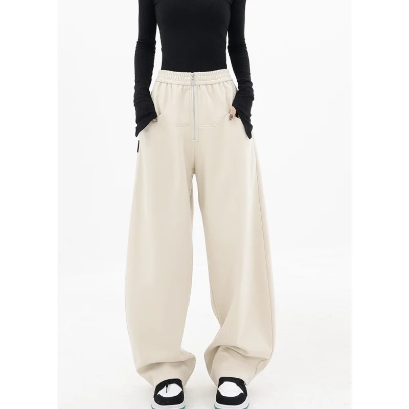 

Women's Clothing Black Baggy Sweatpants Wide Leg Pants Fashion Pocket High Waist Straight Pants Street Mopping Trouser Ladies