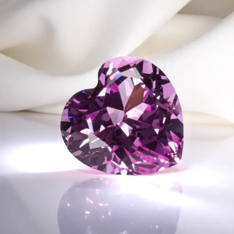 

Heart Shape Pink Color Lab Grown Sapphire VVS1 Gemstones for Charms Diy Jewelry Making Materials Selectable AGL Certificate
