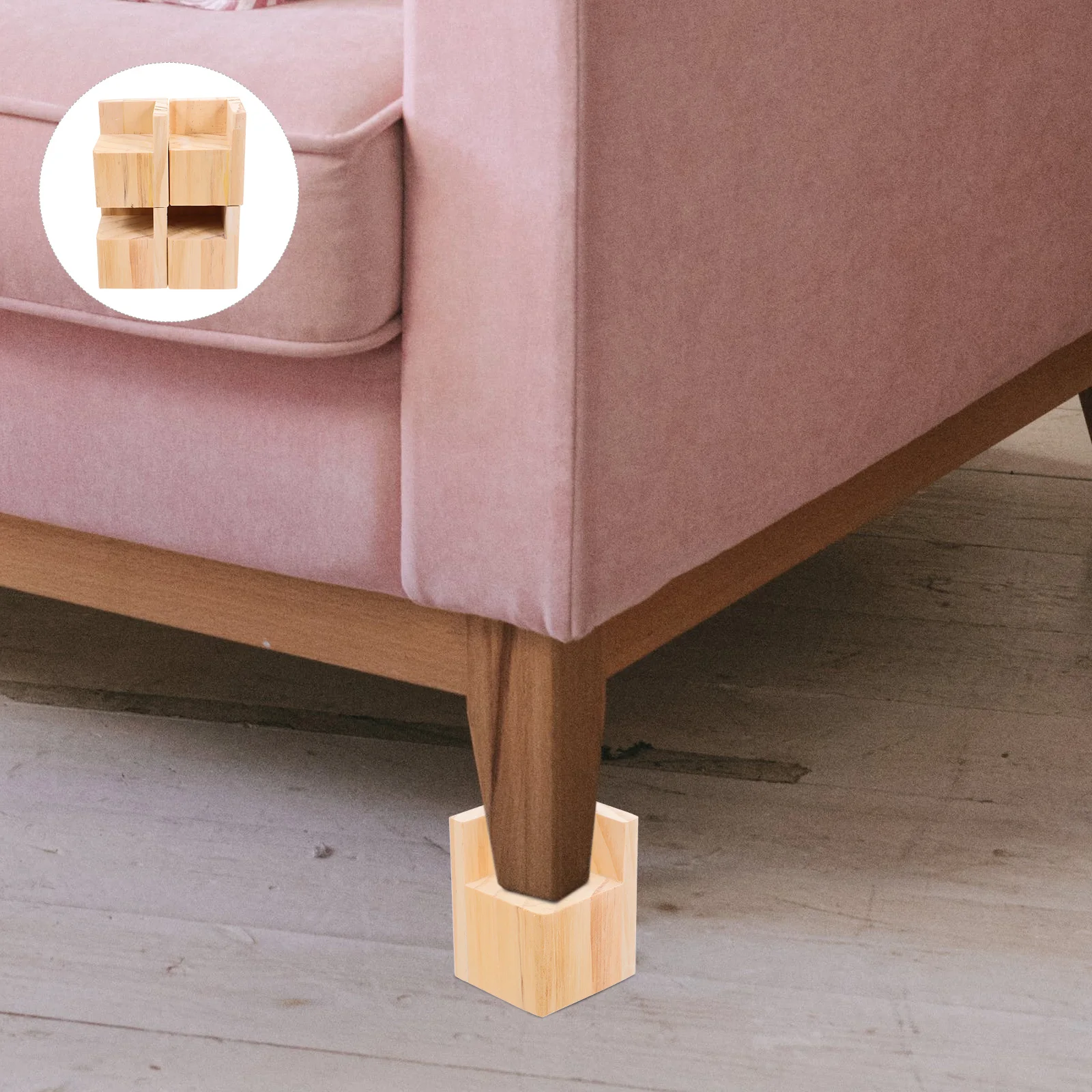 

4Pcs Solid Wood Square Furniture Risers Heavy Duty Lifters for Sofa Table Desk Chair Easy Installation Underbed Storage Riser