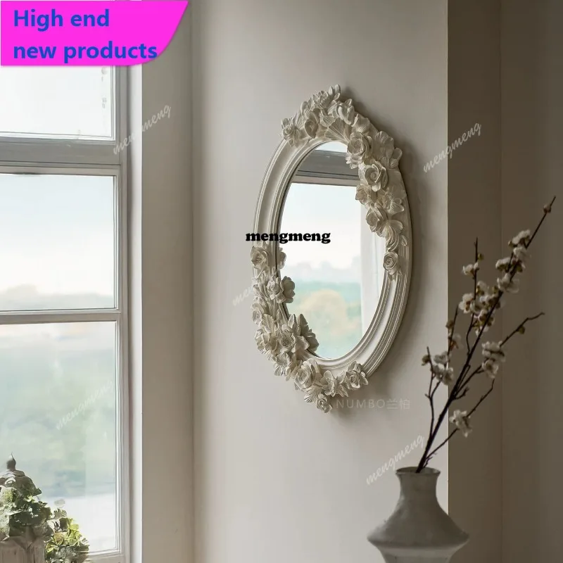 A68French retro bathroom mirror lace shape original design carved vanity mirror