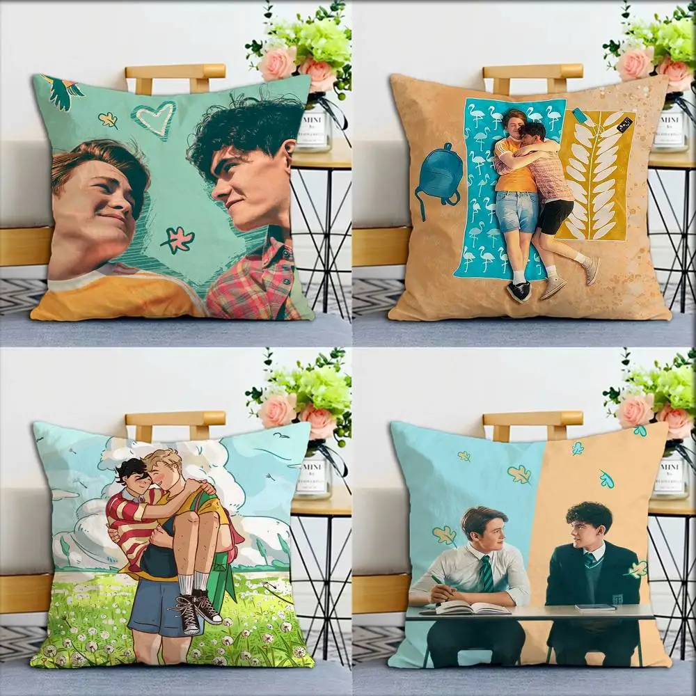 H-Heartstopper Nick Charlie World Various Sizes Square Pillow Case For Car Home Bedchamber Decor