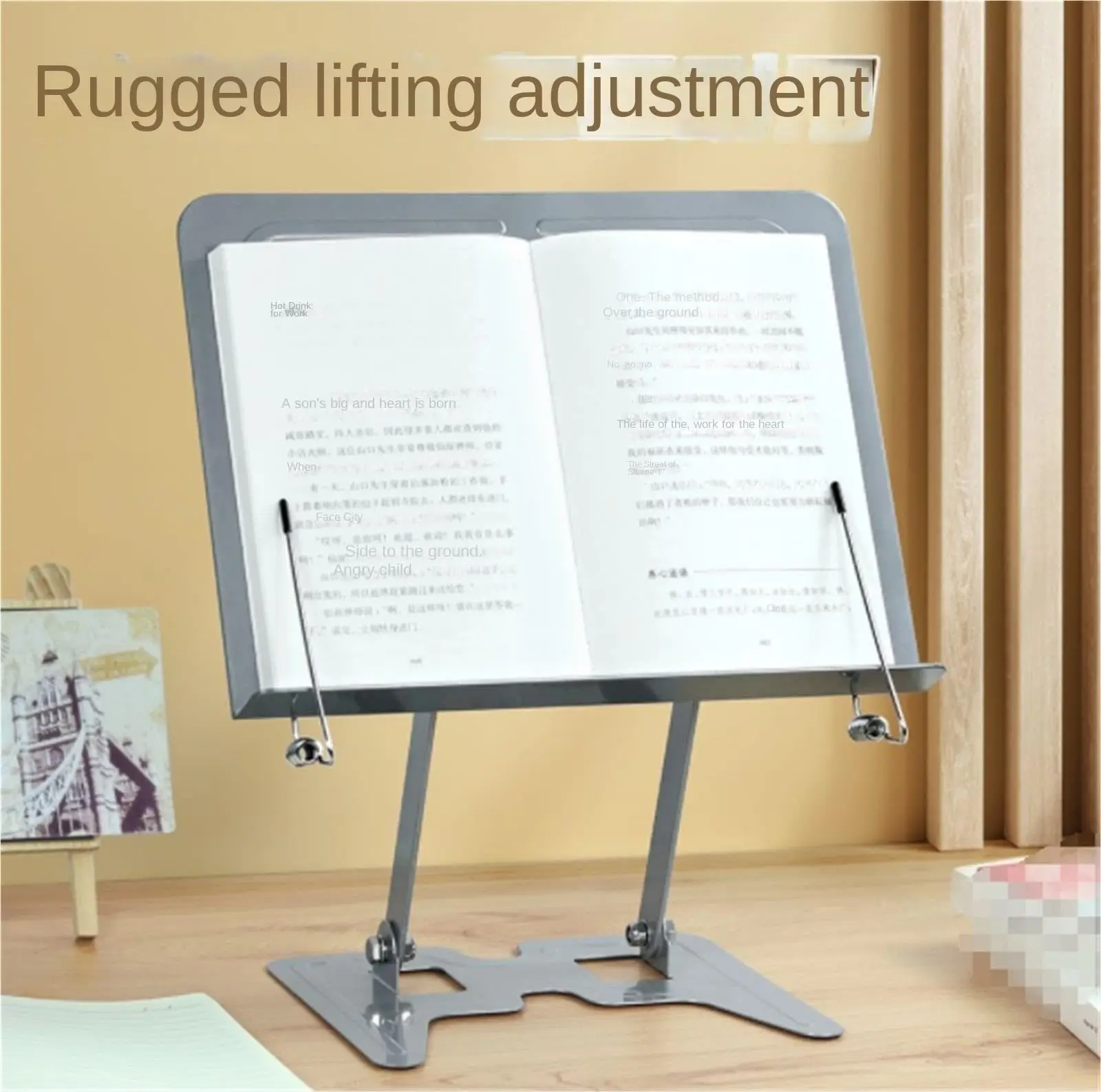 Cookbook Stand Minimal Adjustable Foldable Page Holder Shelf for Recipe Book Tablet Reading Kitchen Home