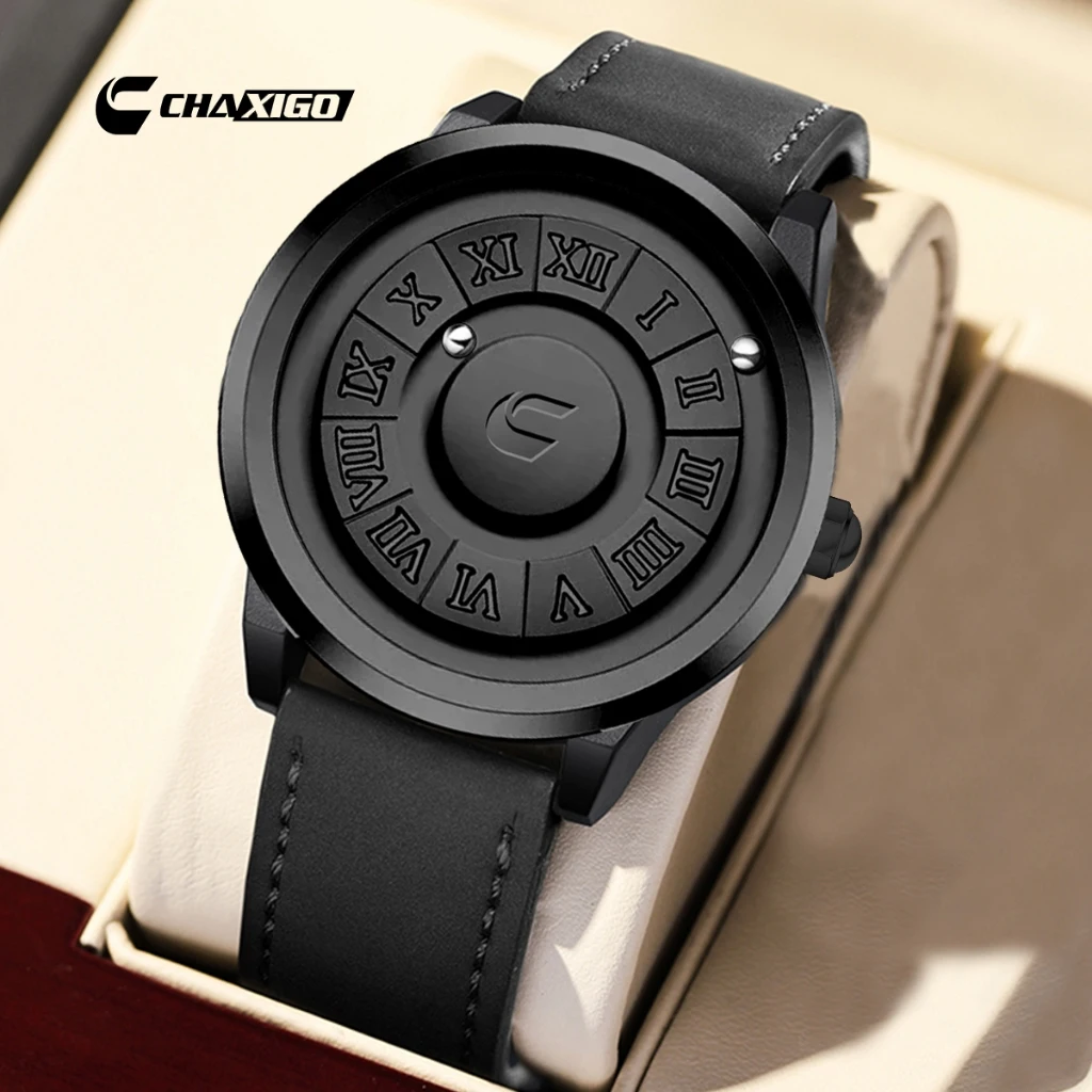 

CHAXIGO Simple and stylish men's and women's genuine leather strap thin watch 40mm calendar display 30 meters water resistant