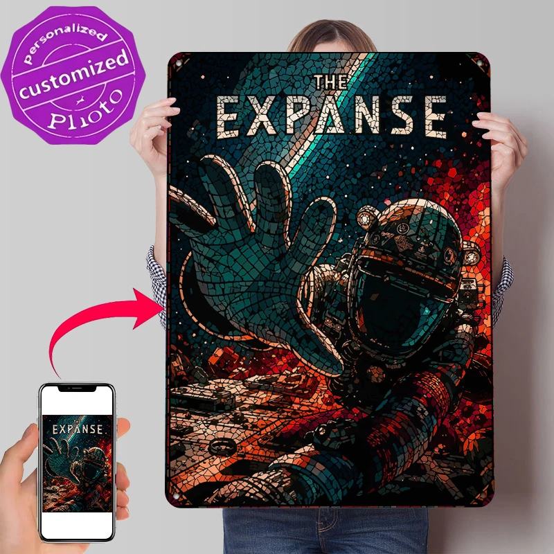 

The Expanse Astronaut Mosaic Metal Poster Customized Wall Art Retro Vintage Tinplate Signs for Room Decorations Man Cave Decor
