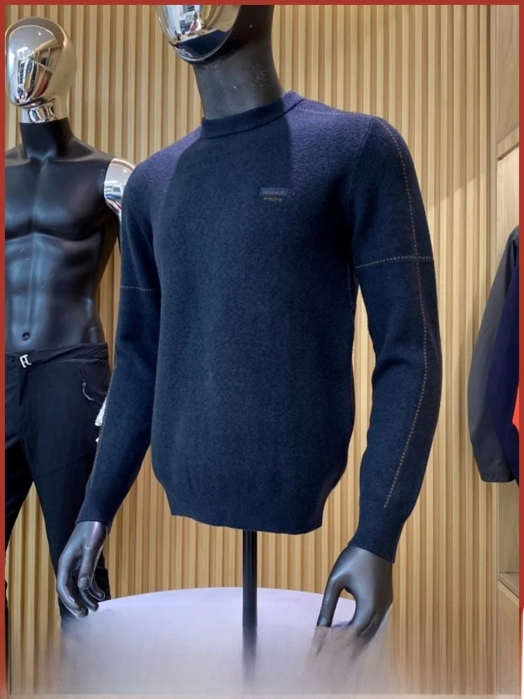 

Thiened Fce Anti-Cold round Ne Men's Sweater Comfortable Warm Casual Sle Polyester Fiber Long Sve Knitted Sweater