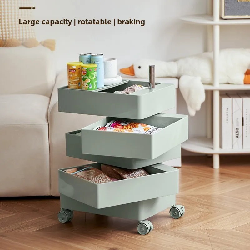 

Seven layers of simple, rotatable and movable shelves, trolley cabinet under bedside table, cosmetics, snacks storage