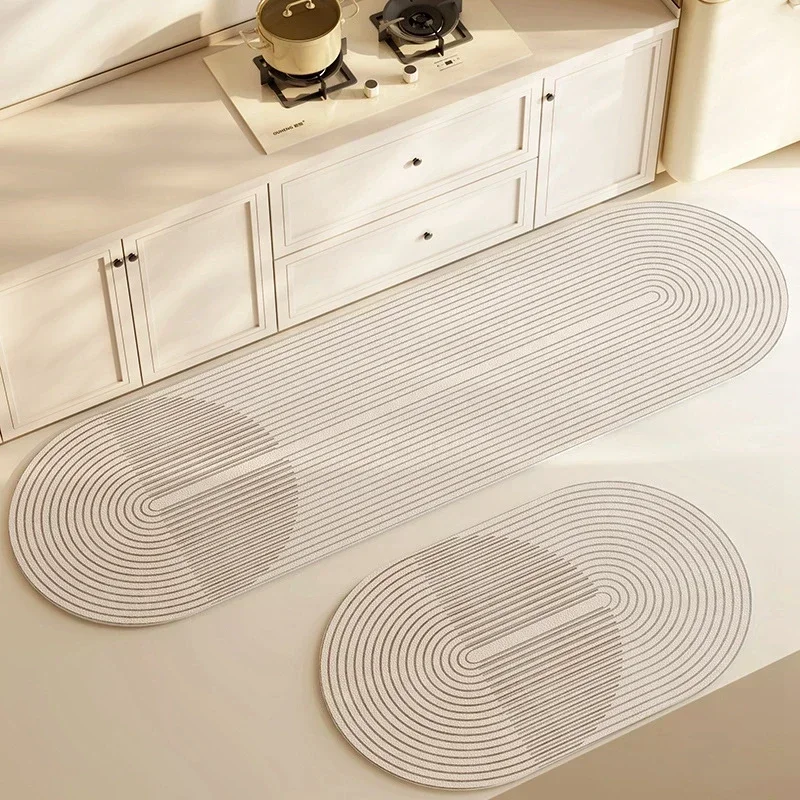 

Kitchen Mat Non-slip Super Absorbent Diatomite Kitchen Rug Elliptical Long Carpet Simple Line Bathroom Mat Kitchen Supplies 주방매트