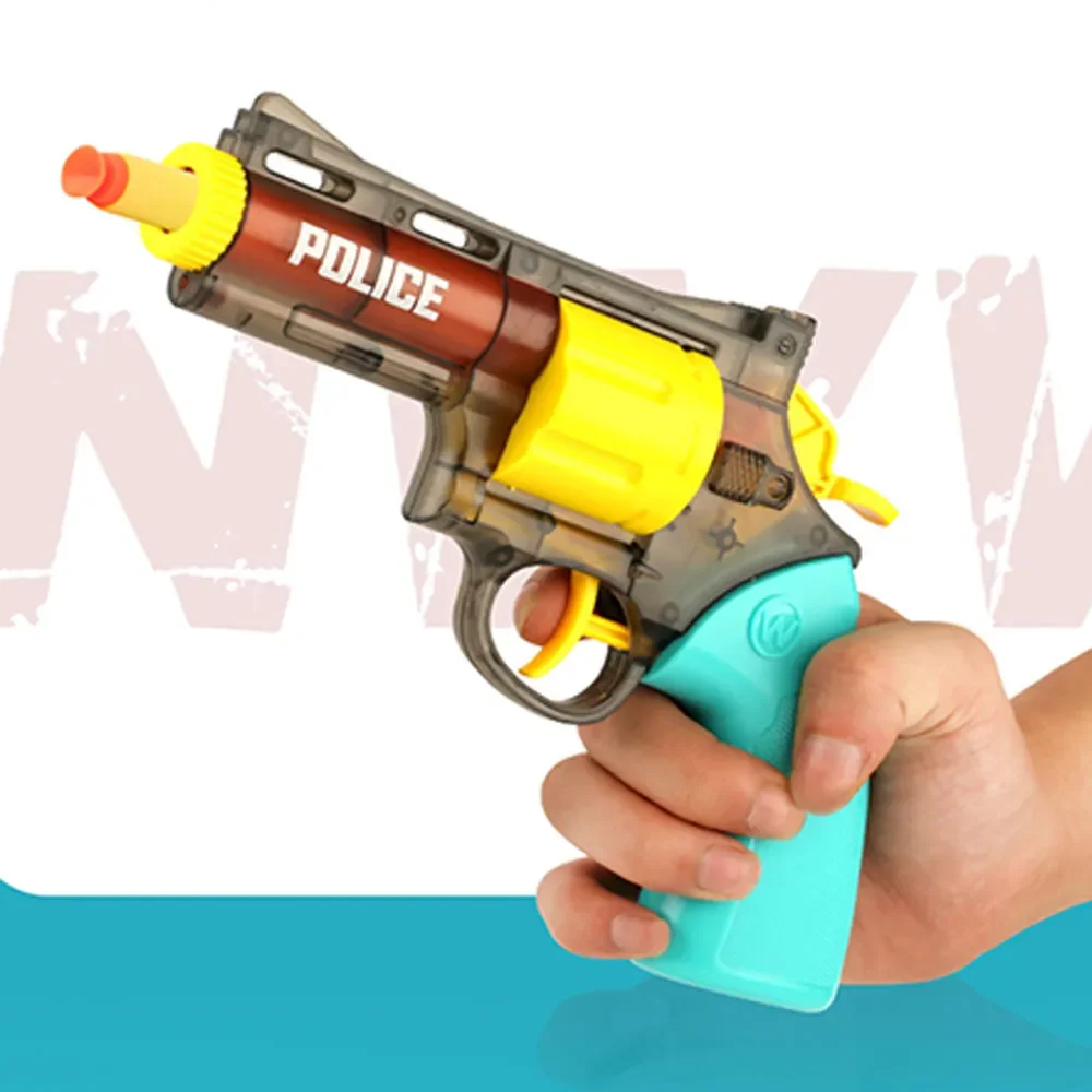 Children\'s Toys Gun Decompression Toys Pistol Revolver 2 IN 1 Soft Bullet Gun Empty Hanging Revolver Launcher Toy Gifts for Kids