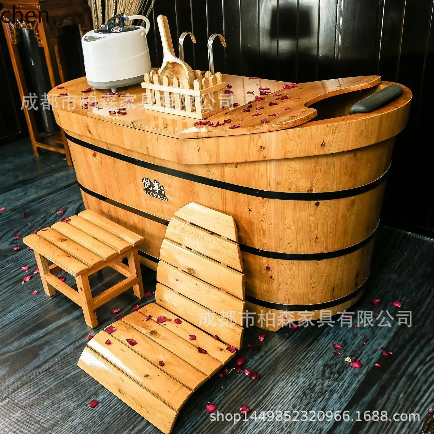 HT  Adult Bath Bucket Foot Soak Steaming Solid Wood Bucket Bathtub