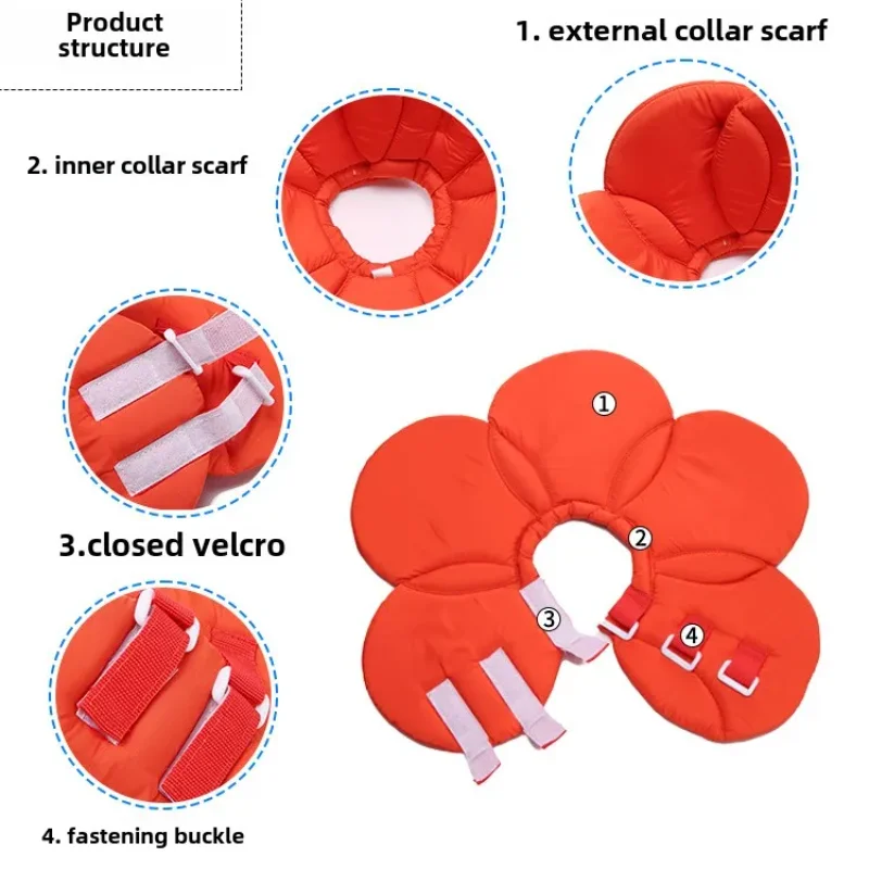 

Floral Pet E-Collar - Soft Elizabethan Dog Cone Alternative - Adjustable Neck Cover for Wound Protection After Surgery