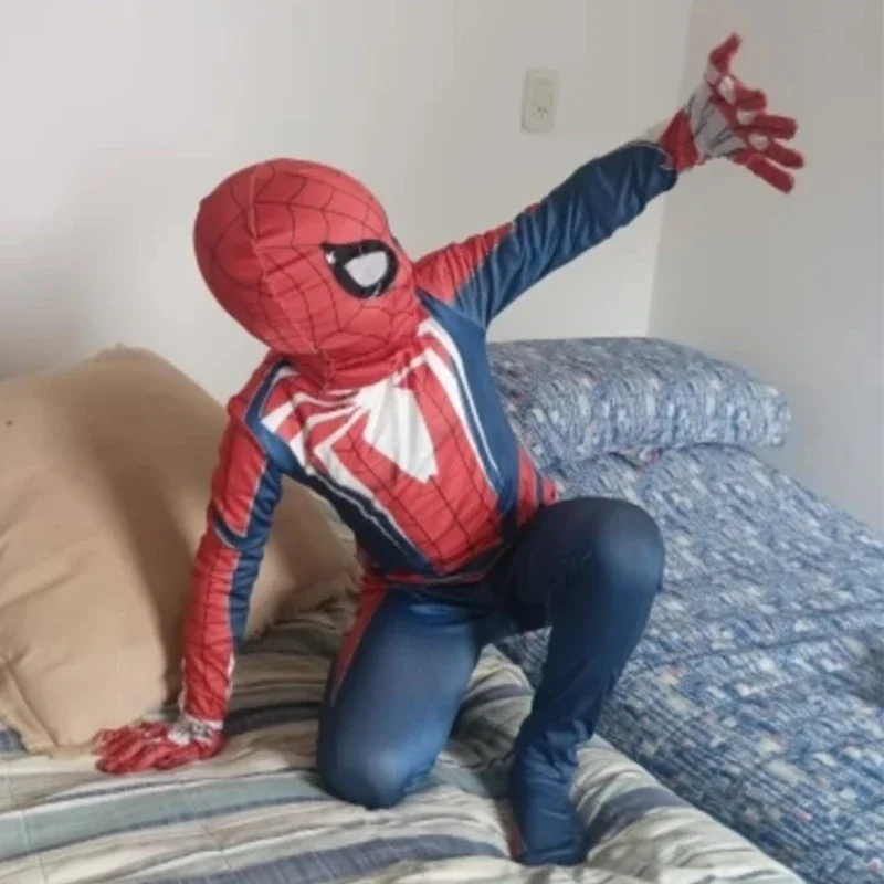 Marvel's Spider Man Kids Boys Cosplay Costumes Game Character Role Play Spandex Suit with Cape Children Birthday Christmas G^0*l