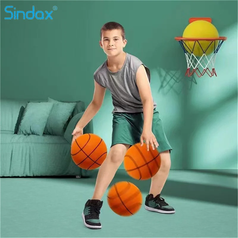 

18/21/24cm Squeezable Silent Foam Basketball No Noise Children Sports Indoor Bounce Toys High Density Mute Bouncing Basket Ball