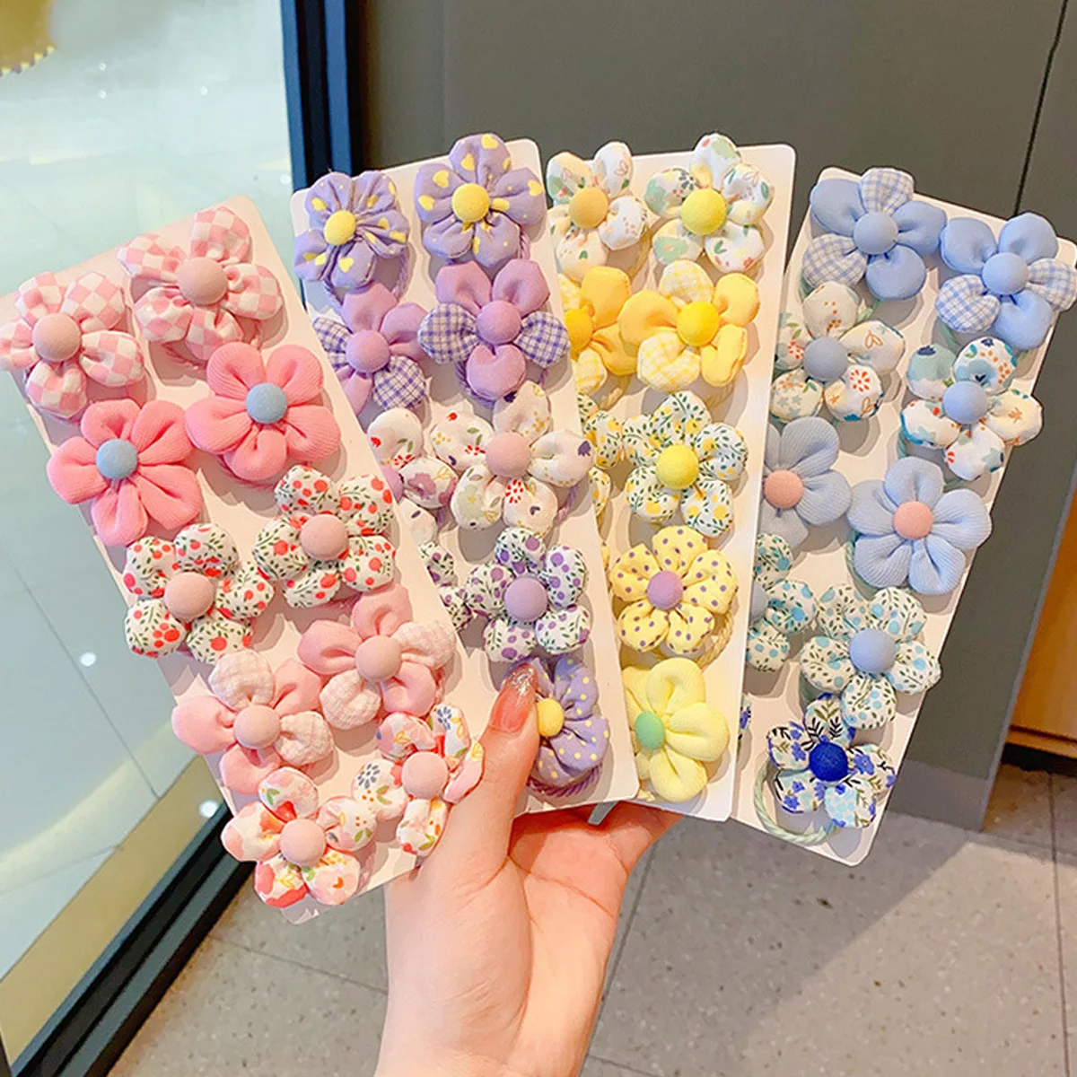 10pcs New Korean Hair Clip Lace Flower Bow Pearl Side Clip Cute Sweet Fresh Candy Color Children\'s Hair Accessories