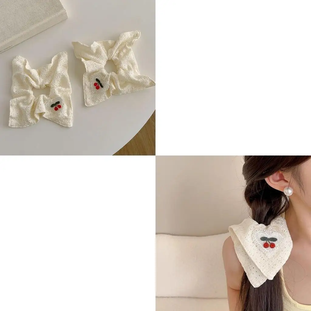 

P9FE Веревка для волос с толстым кишечником, резинки для хвостиков, милая резинка для волос с вишневым узором для закрепления