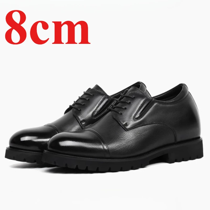 

Genuine Leather 8cm Internal Elevator Shoes for Men's Dress Shoes Male Lightweight Comfortable Invisible Height Increasing Shoes