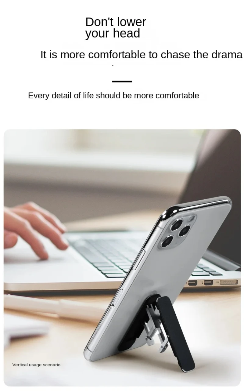Zusammenklappbarer Mini-Telefonhalter aus Metall, Aluminiumlegierung, faltbarer Desktop-Ständer, 360° drehbar, universelle Handy-Schreibtischhalterung – Detail 5