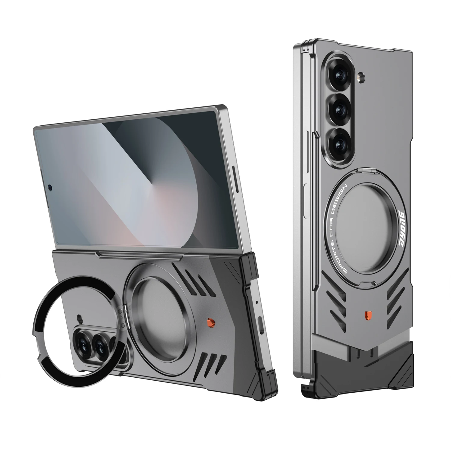Magnetic Aluminum Alloy Metal Rimless Heat Dissipation 360° Stand Case Phone Cover For Samsung Galaxy Z Fold 8 Ultra 7 6 5G image 3