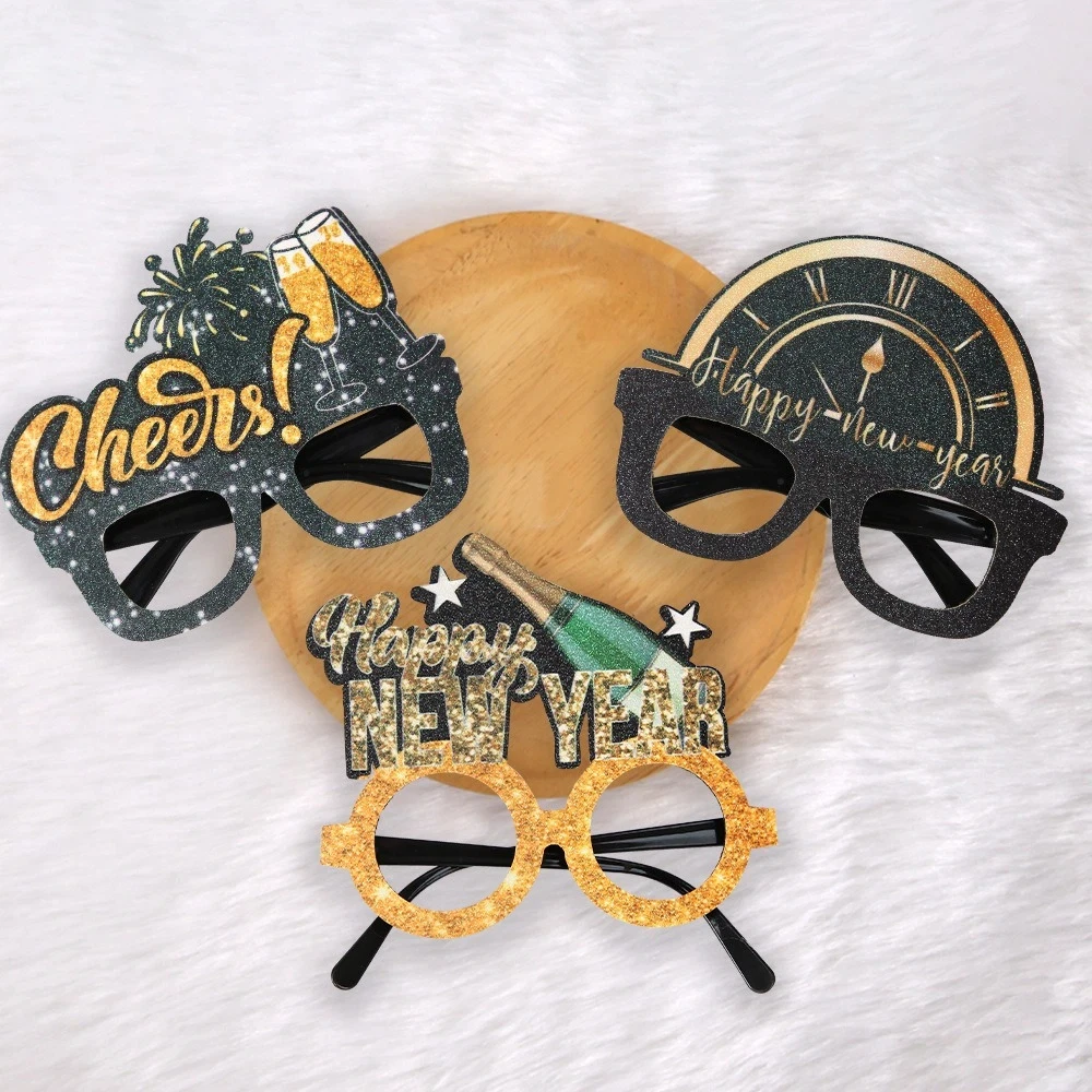 

Glitter 2026 New Year Glasses Letters and Numbers Sequin Happy New Year Glasses Cheers Star Creative New Year Decorative Glasses