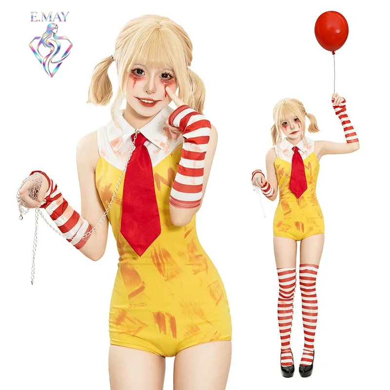

New Adult Women's Halloween Cosplay Red And Yellow Costume Game Party Role-playing Outfit Funny Dress up Clothes
