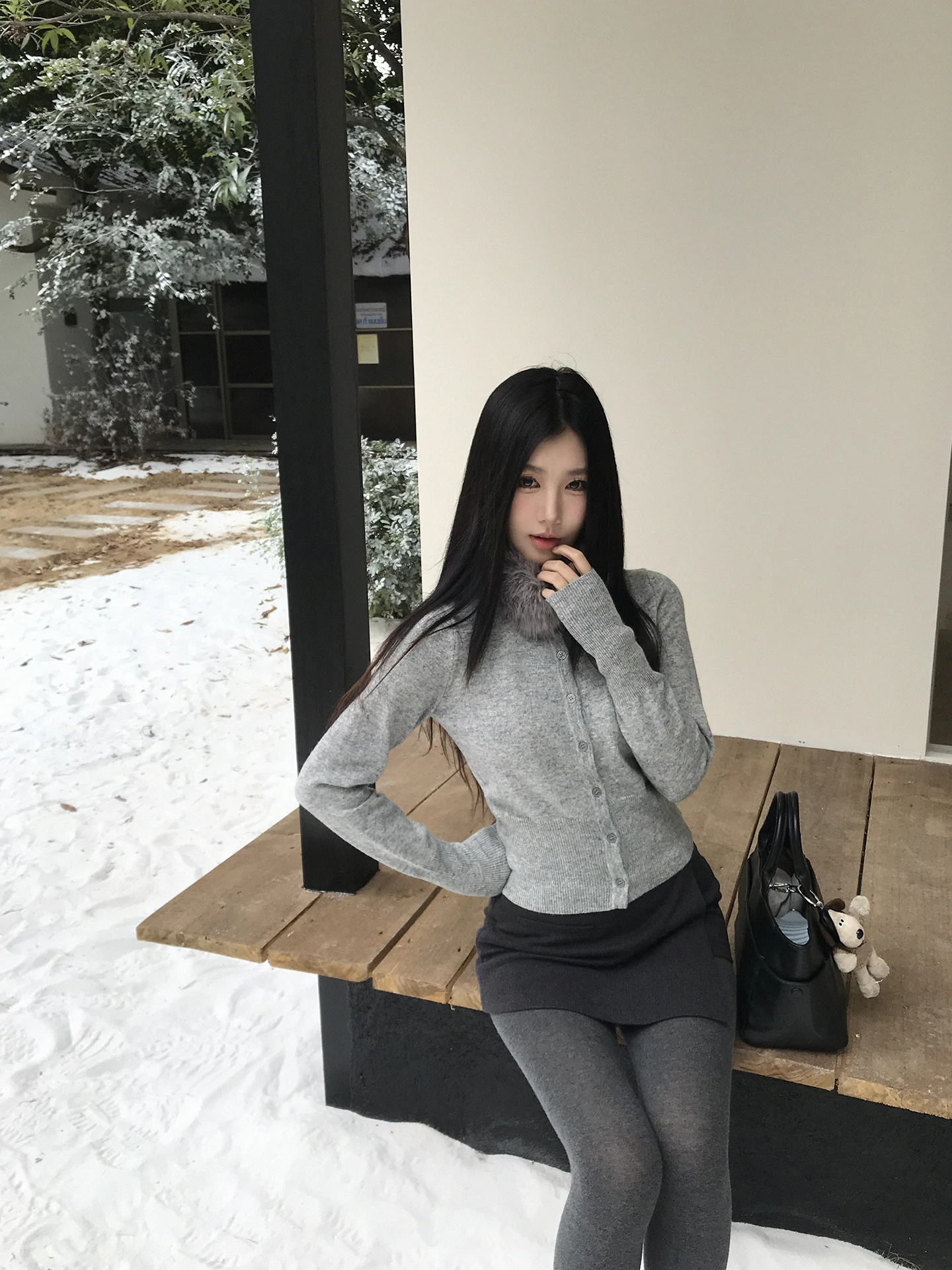 

ay Knitted Open Cardigan Women's Sle 2025 New Winter Korean System Design Sense Sweater Jaet Straight Tube pe
