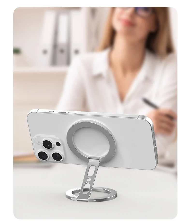 Starker Magnetischer Telefonhalter für MagSafe Doppelseitiger Magnet-Fingerring-Ständer für Desktop-Fitness Klappbare Halterung für Phone 17 16 – Detail 16