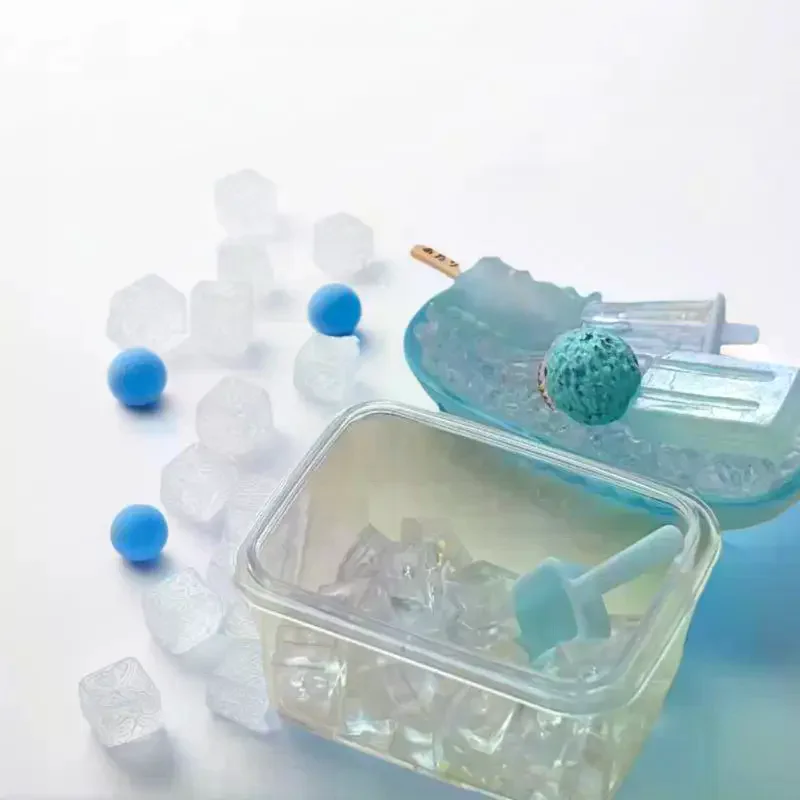 1 セット人形アクセサリー 1/6 ドールハウスミニチュア食品遊び装飾ミニ製氷ボックス氷収納ボックス氷シャベルモデル付き