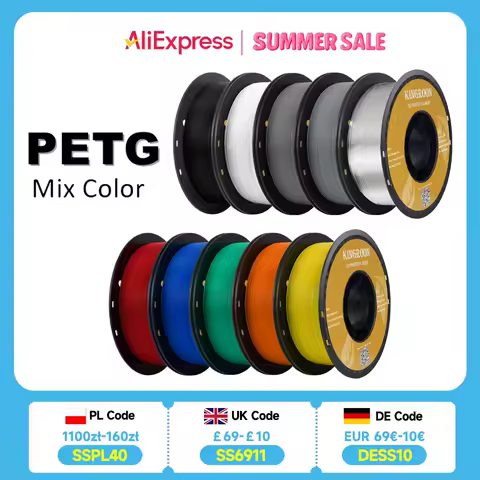 KINGROON PETG 3D-Drucker-Filament 1,75 mm 5 kg 10 kg Mixfarbe 3D-Druckmaterial 1 kg/Rolle Petg Kunststoff für FDM-3D-Drucker