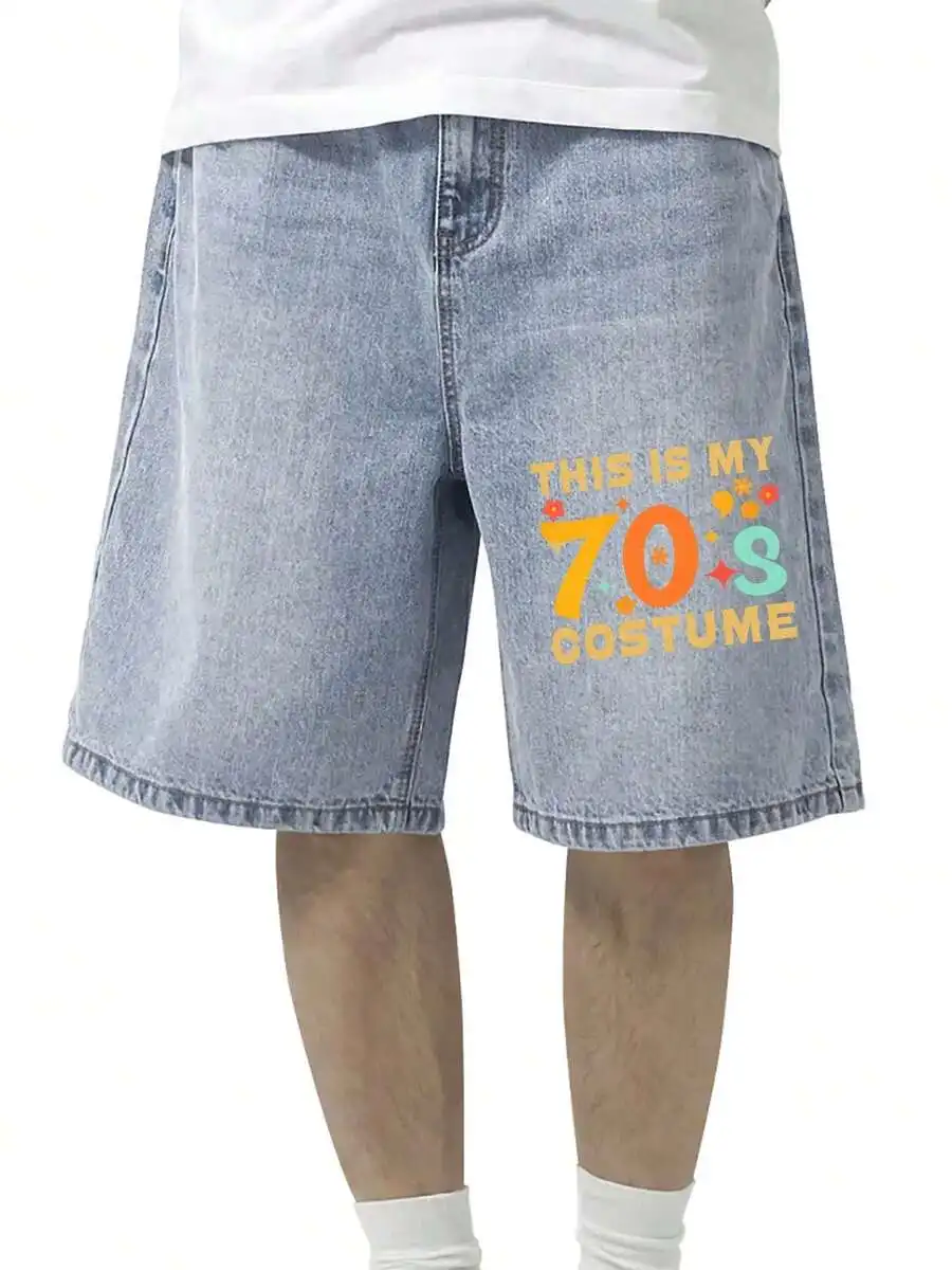 

Mens Stretch Denim Shorts Slim Fit Light Washed Jeans