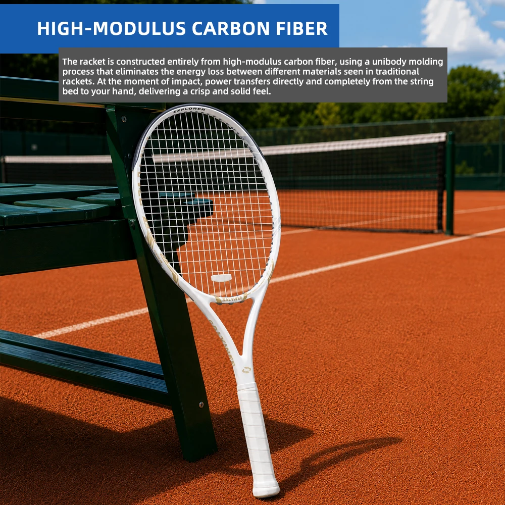 EXPLORER Selected Original 100% Full Carbon Fiber Tennis Racket, Aerospace-Grade Frame 270±5g, Balance Between Offense & Defense view 6